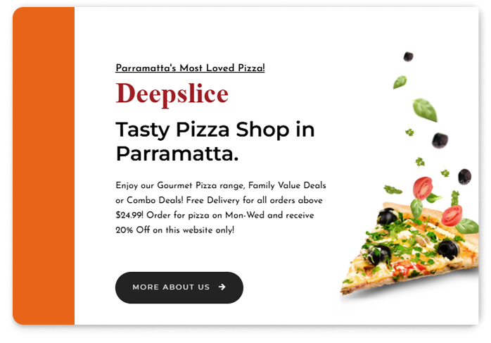 DeepSlice Pizza Homepage - Content